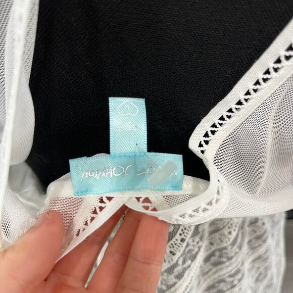 Vintage Y2K Betsey Johnson White Sheer Lace Babydoll Dress size L - Picture 3 of 5